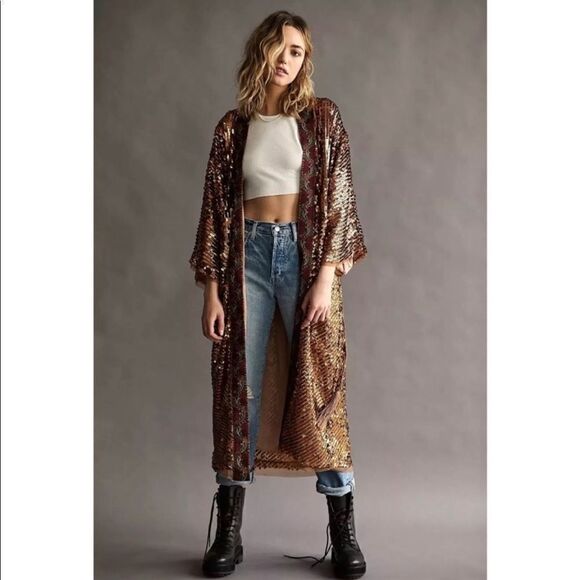 Free People Light Coming sequin duster jacket - Picture 1 of 5